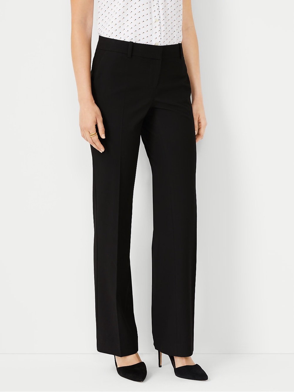 Ann Taylor Black Straight-Leg Dress Trousers
